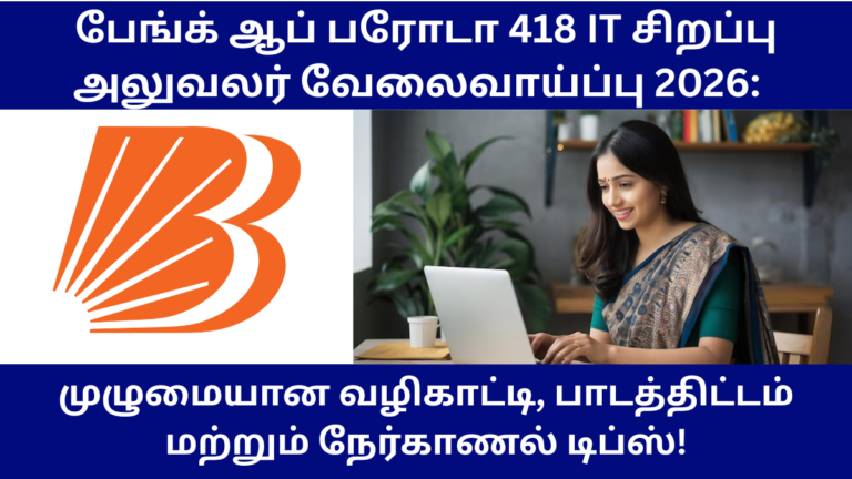 "Bank of Baroda Specialist Officer IT Recruitment 2026 official notification for 418 vacancies, featuring job roles like Software Developer, Cyber Security, and Data Scientist with salary details."