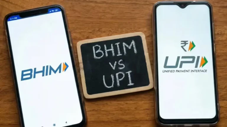 Infographic showing the differences between UPI (technology) and BHIM (app) for digital payments in 2026